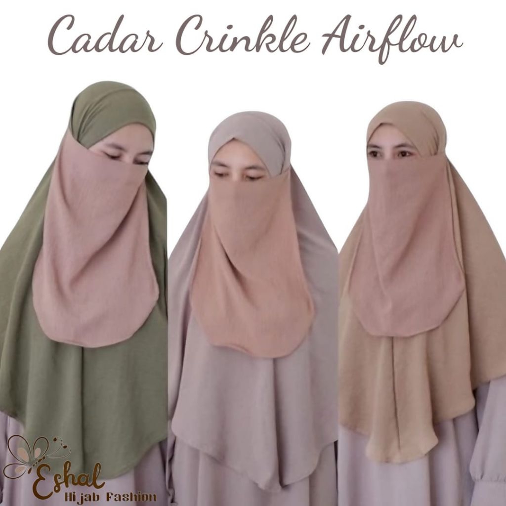 niqob cadar tali bahan crinkle tebal & lembut tidak nerawang niqab syar'i terbaru