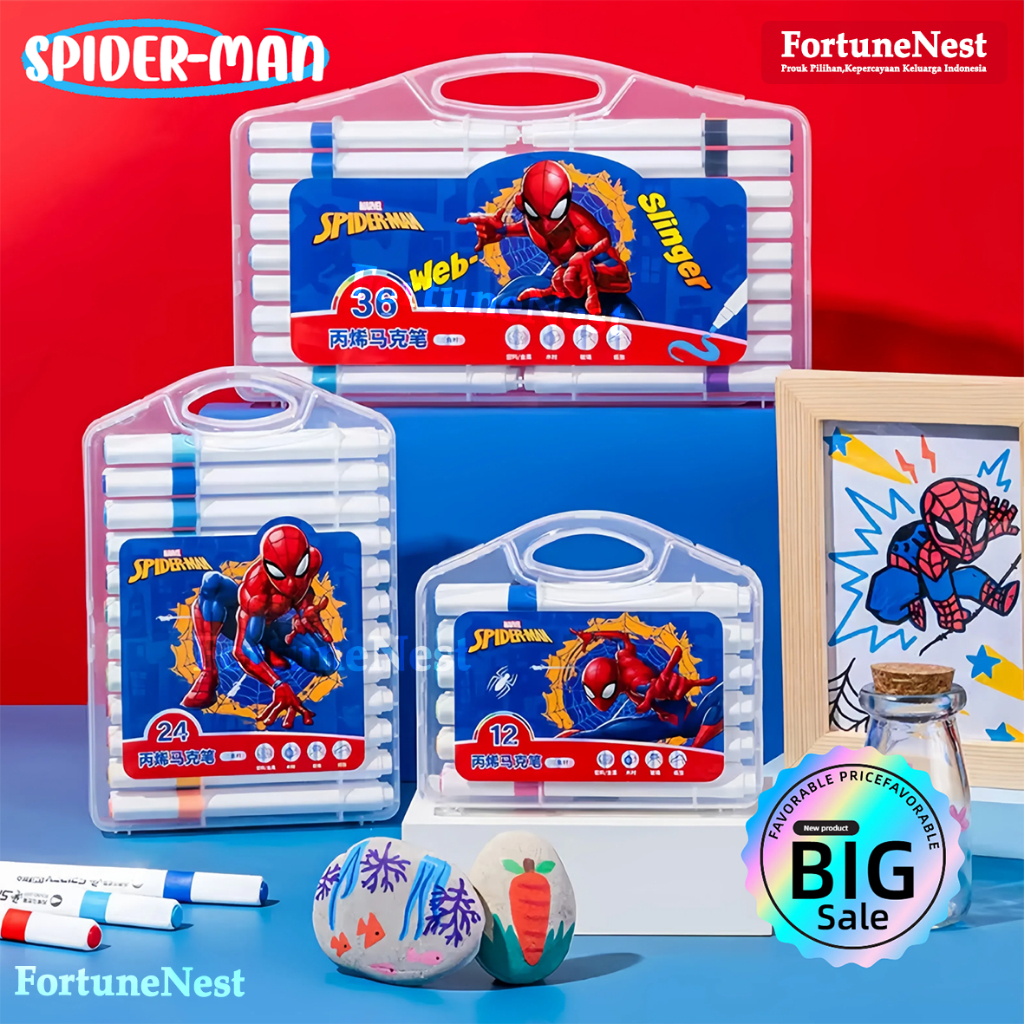 

Produk baru✨Spiderman Acrylic Marker Set 12/24/36/48 Spidol Akrilik DIY Painting Spidol Pastel Pulpen Highlight Drawing Warna