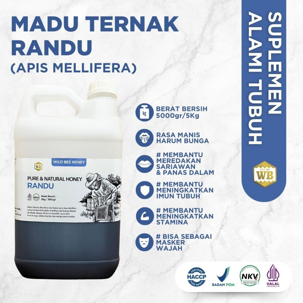 

Wb Wild Bee Madu Curah Asli - Madu Randu 5 kg Bersertifikat / Madu Wild Bee / Lebah Apis Mellifera Budidaya - Beli 10 Gratis 1
