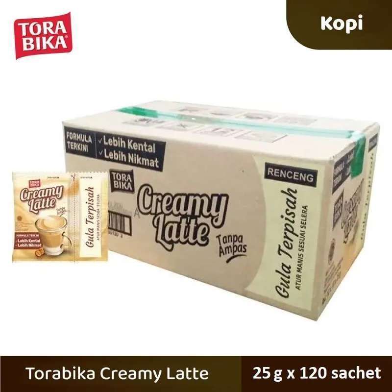 

TORABIKA Creamy Latte Ranceng 1karton isi 120sachet Kopi + gula terpisah