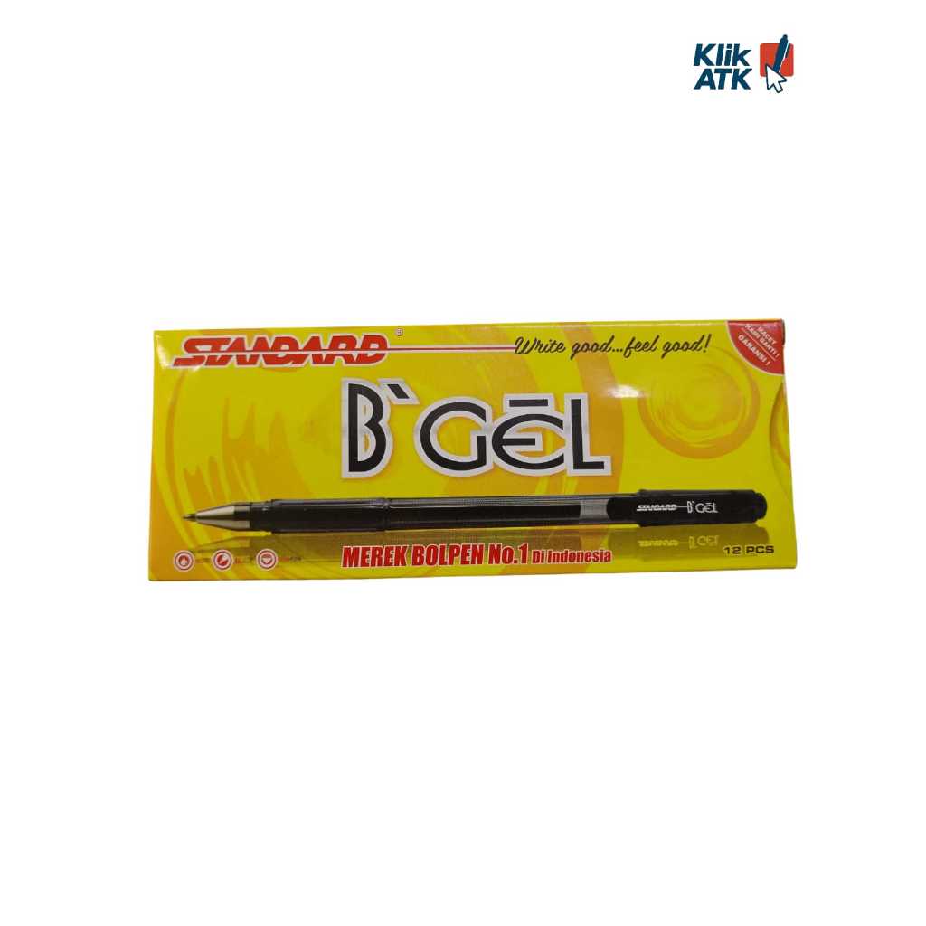 

12 Pcs Pen pena Pulpen Standard B'gel 0.7mm, tinta hitam - per Lusin