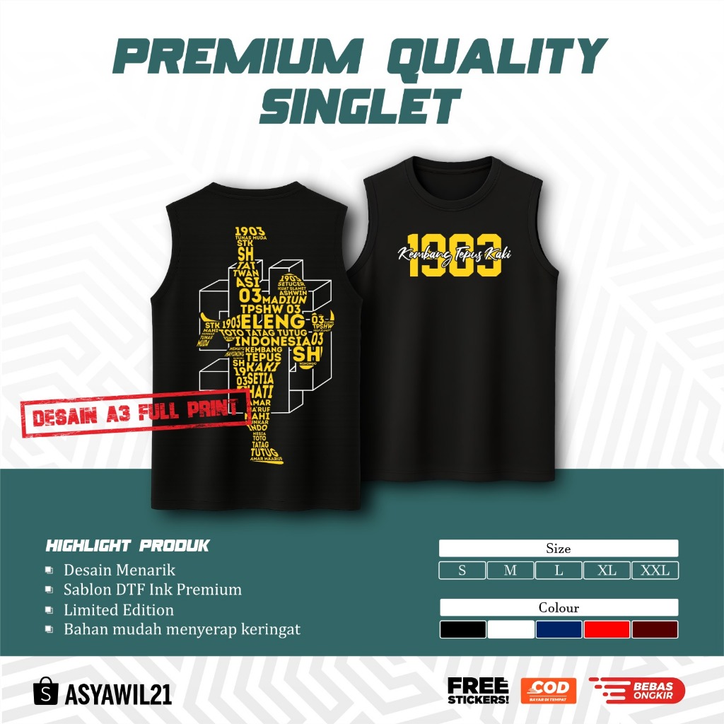 KAOS SINGLET PSHW 1903 KEMBANG TEPUS KAKI SINGLET PSHW TERBARU - SINGLET PSHW LAMBANG - SINGLET PSHW