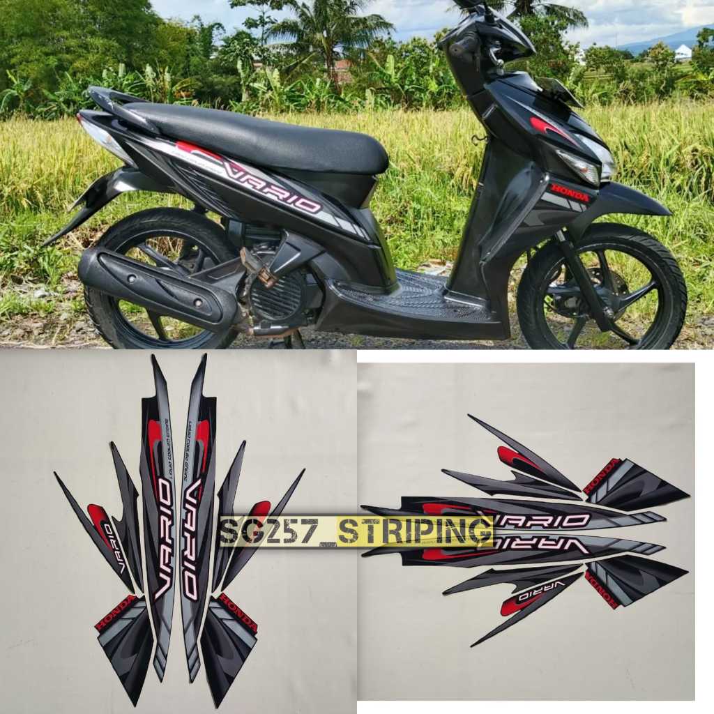 Striping Stiker Motor Honda Vario 110 Karbu 2009 Hitam Standar Berkualitas