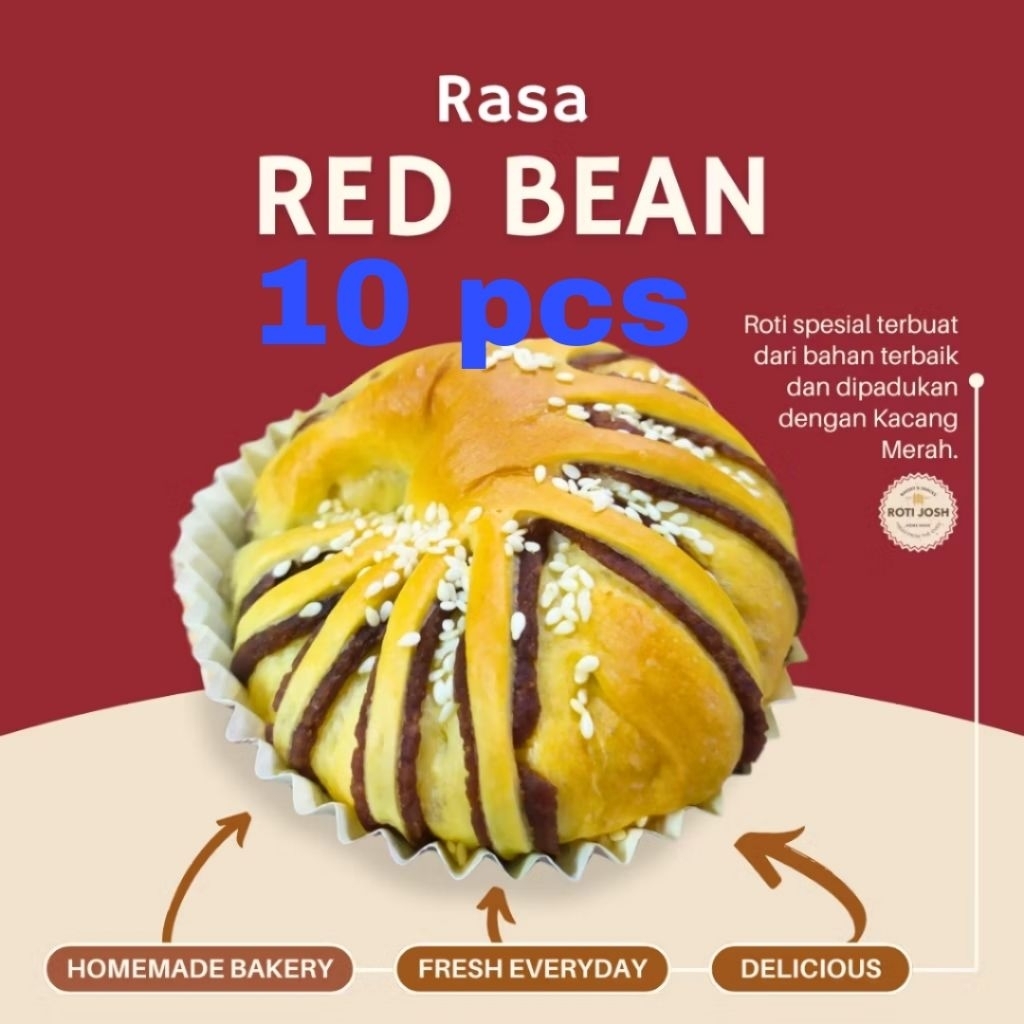 

Roti Red Bean (10pcs) - Roti Josh. (pesan sebelum jam 4 sore dikirim besok harinya)