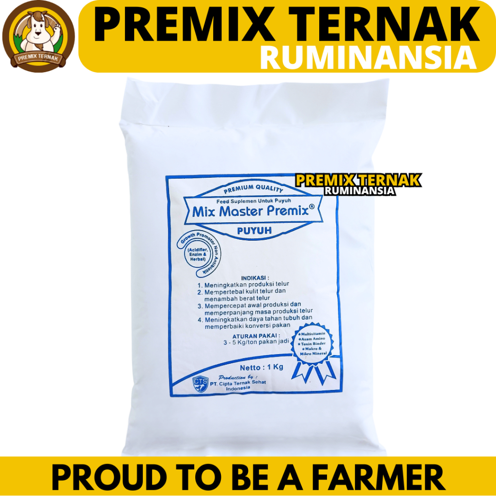 MIX MASTER PREMIX PUYUH 1 KG - Suplemen Pakan Pemacu Produksi & Kualitas Telur Burung Puyuh Petelur