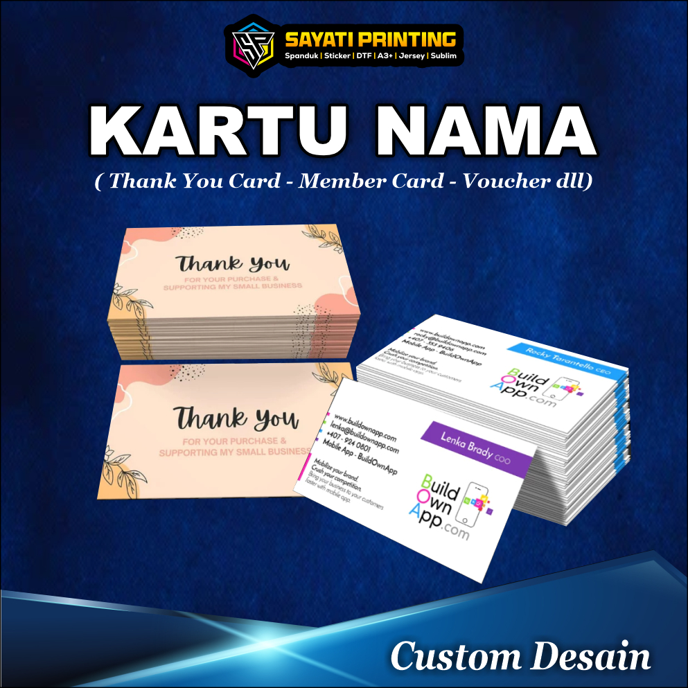 

Sayati Printing Promo murah Kartu nama/ thank you card/ Member card/ voucher dan lain - lain Per box