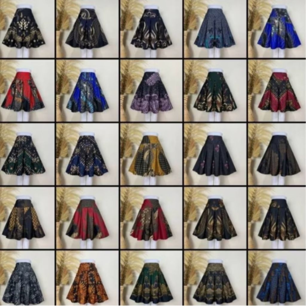 Rok Payung Dewasa Rok Pendek Batik Rok Murah Rok Casual Rok Vintage Pinggang Belakang Karet