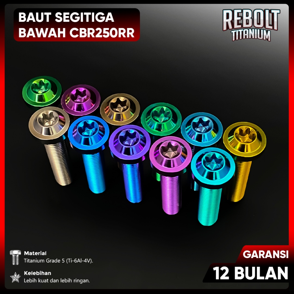 Baut Probolt Titanium Segitiga Bawah CBR 250RR Grade 5 REBOLT Titanium
