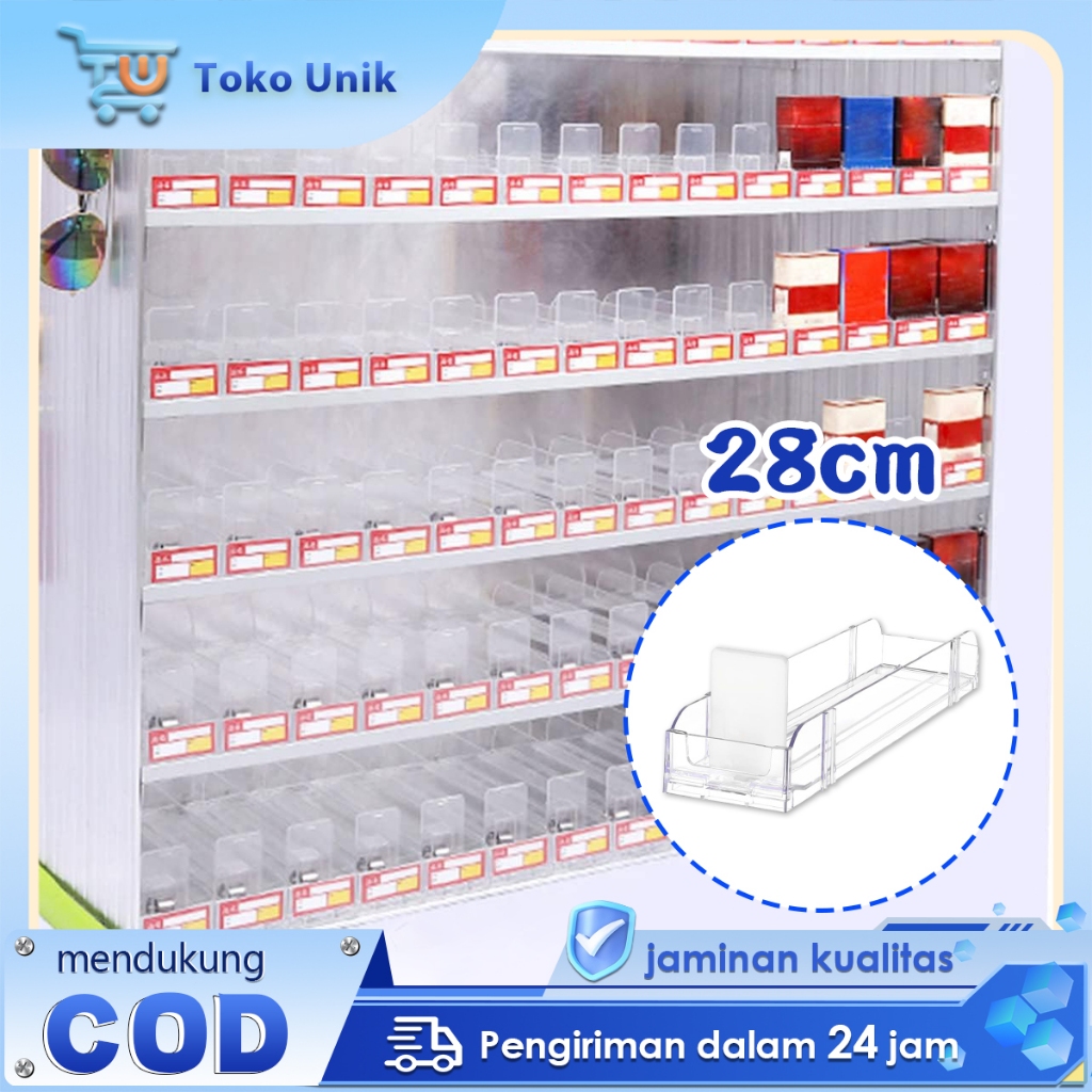 Pusher Rokok Akrilik 28cm Rak Rokok Supermarket Rak Display Rokok Bening Alat Pendorong Rokok