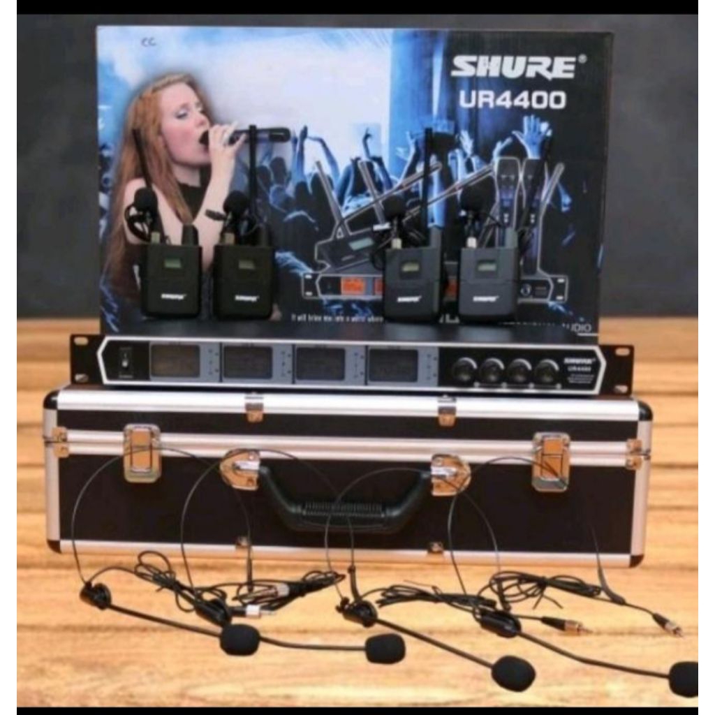 Mic Wireless Clip On + Headset 4 Channel Shure UR4400 - Shure UR 4400