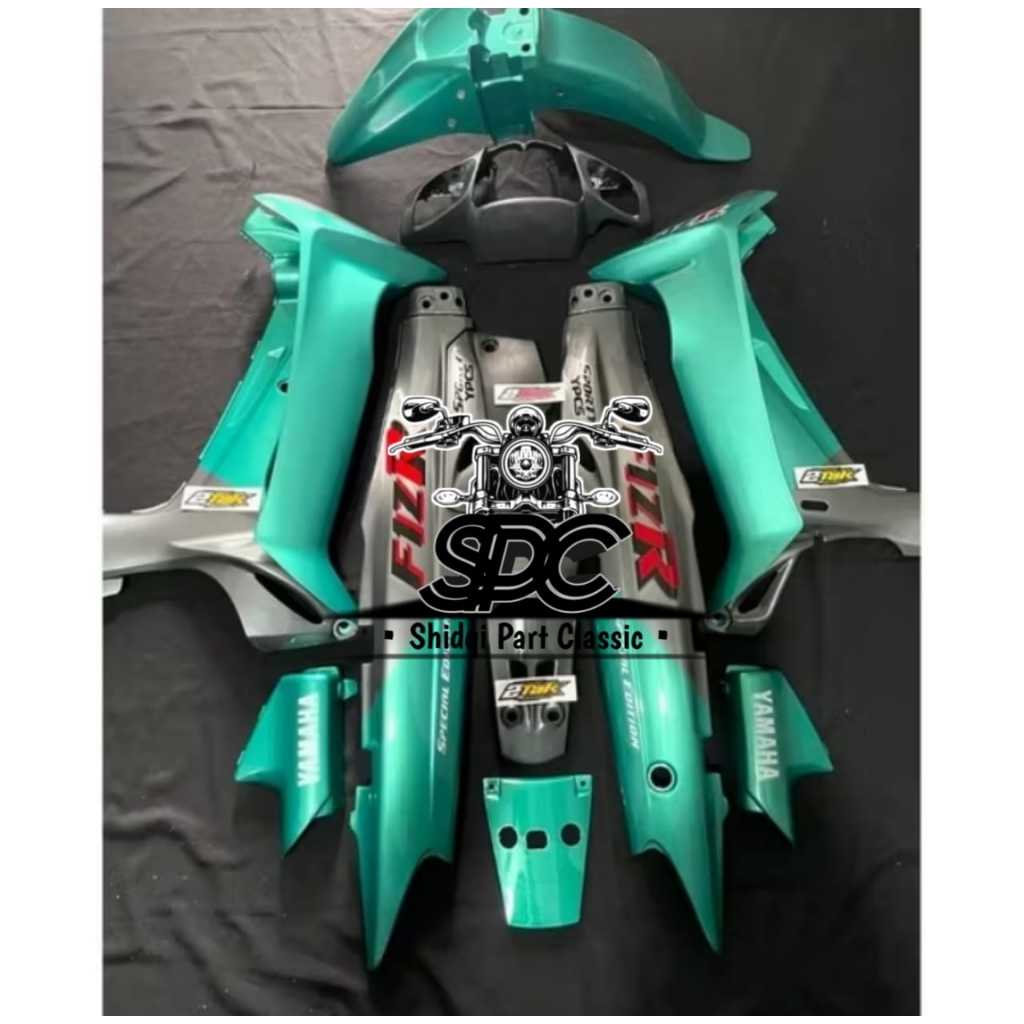 PROMO PAKET COVER BODY HALUS YAMAHA FIZ R FIZR F1Z R VEGA R LAMA OLD WARNA HITAM KOMBINASI HIJAU TOS