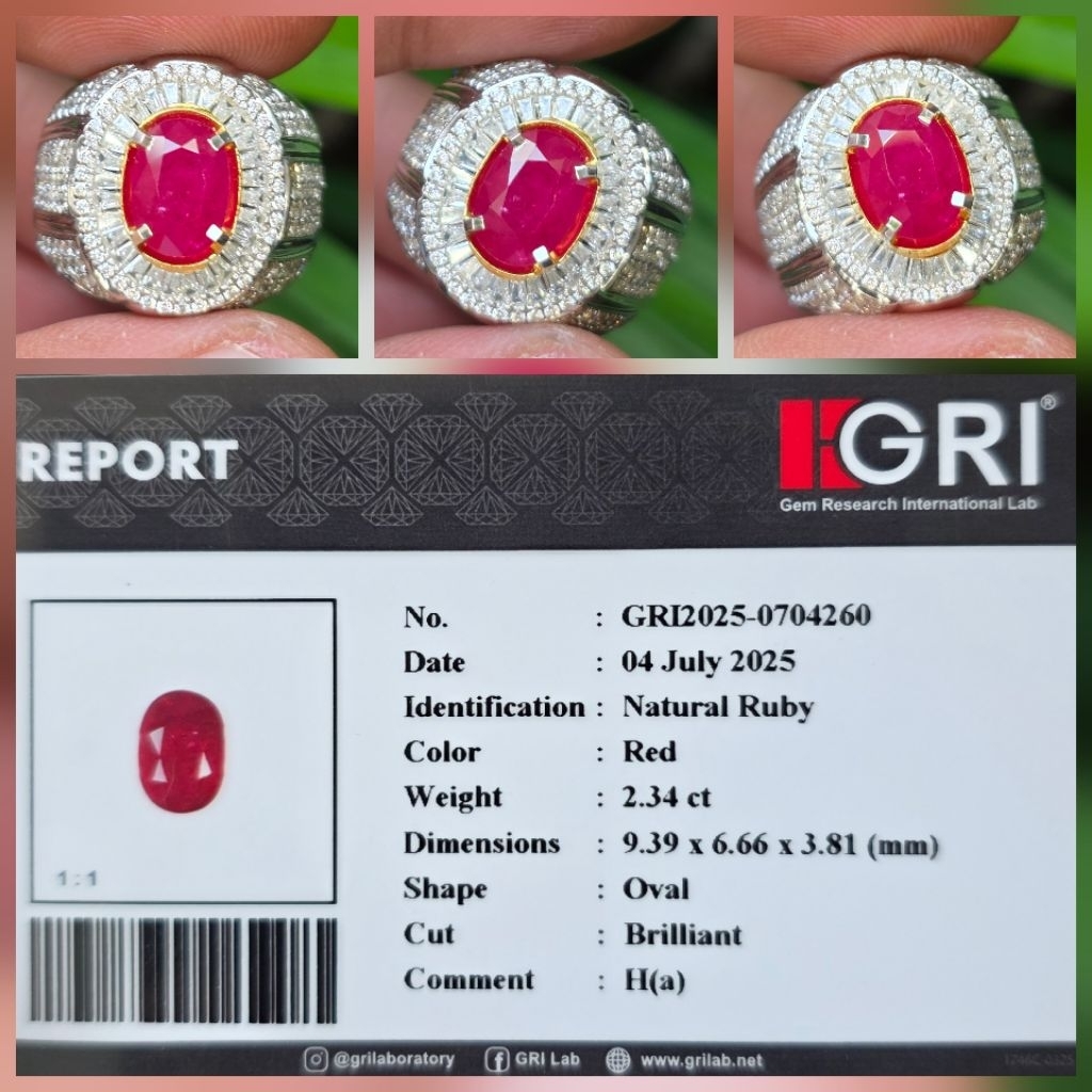 Batu Red Ruby Heat A Memo 2.34 crt