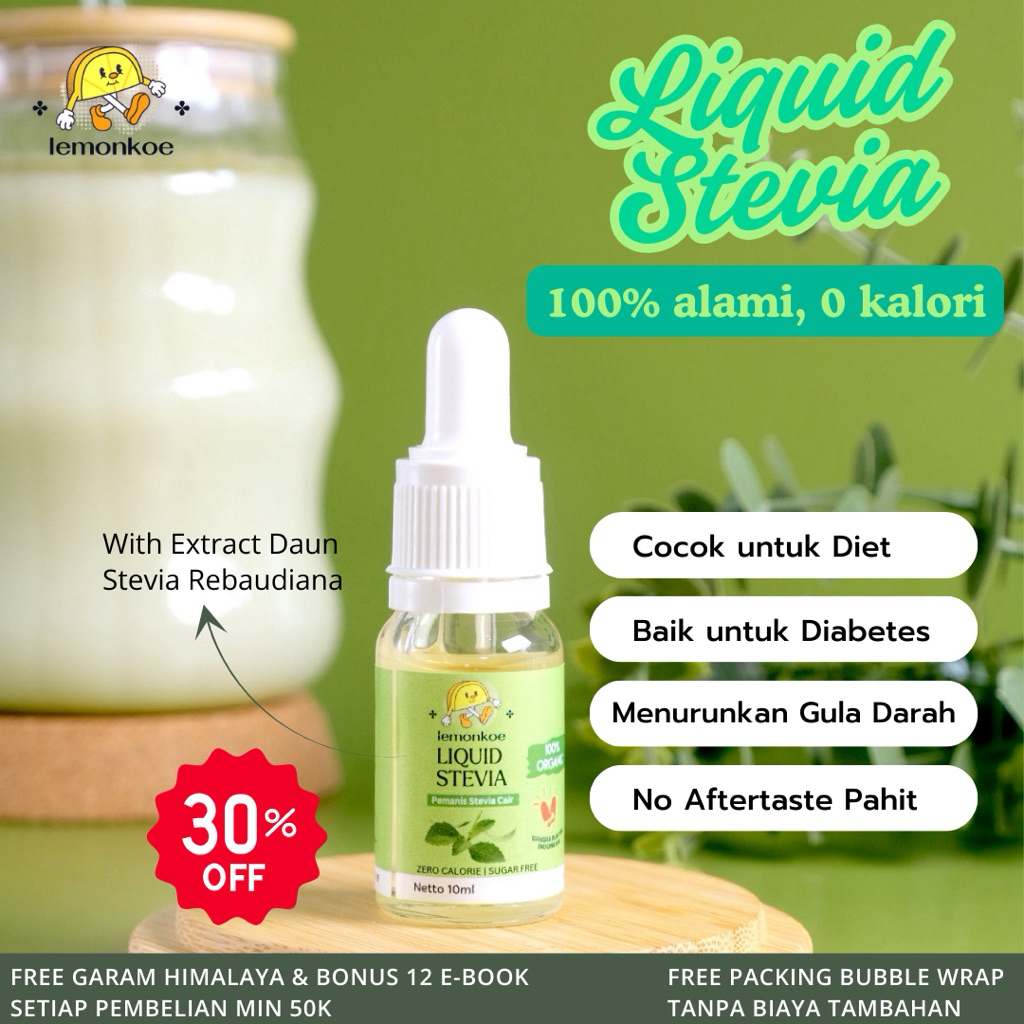 

Lemonkoe Stevia Cair Tetes 10ML Natural Sweetener Diet Pemanis Alami 0 Kalori cocok untuk diabetes pengganti gula diet BISA COD