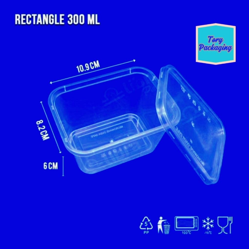 25 Pcs=1 PACK Thinwall Rectangle 300 ML LIBRA / Box Makan Plastik / Kotak Makan Plastik / Food Conta