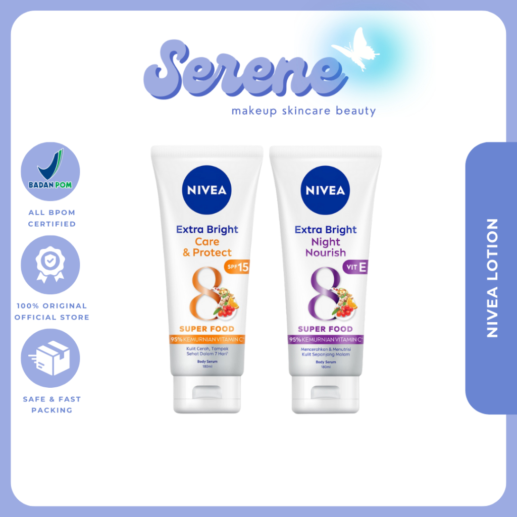 NIVEA Body Serum Extra Bright Day & Night 70ml 180ml | SPF15 Handbody Lotion UV Mencerahkan Glowing