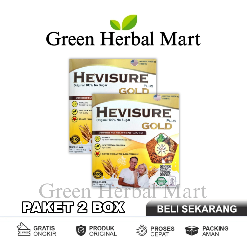

2 Box Terlaris Hevisure Gold Milk Susu Obat Diabetes Kencing Manis Insulin Pankreas Original Asli
