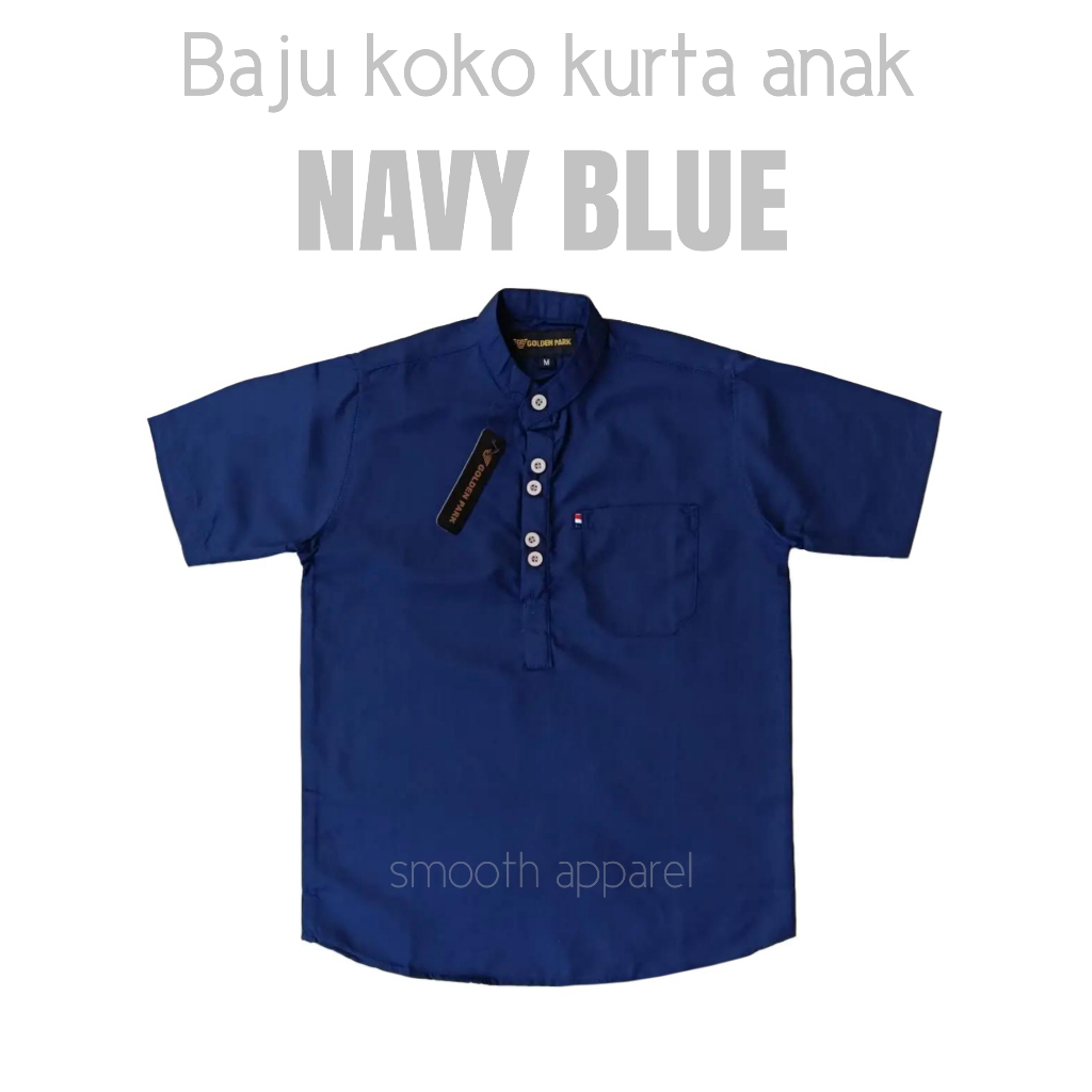 Baju Koko Anak Warna Biru Dongker / Navy Usia 5-13 Tahun
