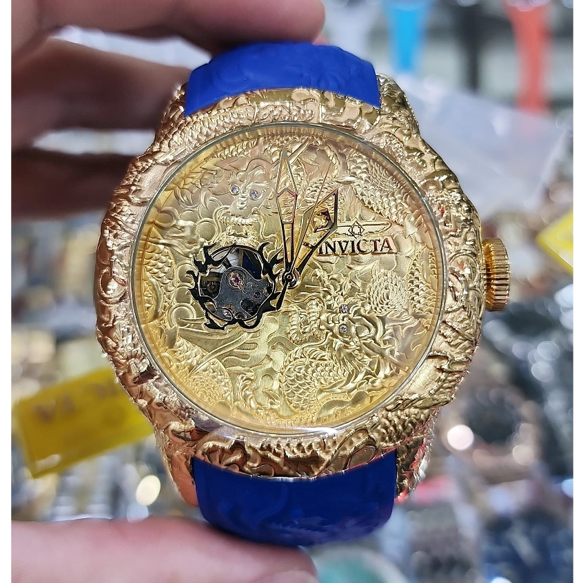 Jam Tangan Big Size INV**TA S1 Rally Dragon 2508x Gold Blue Rubber | Automatic