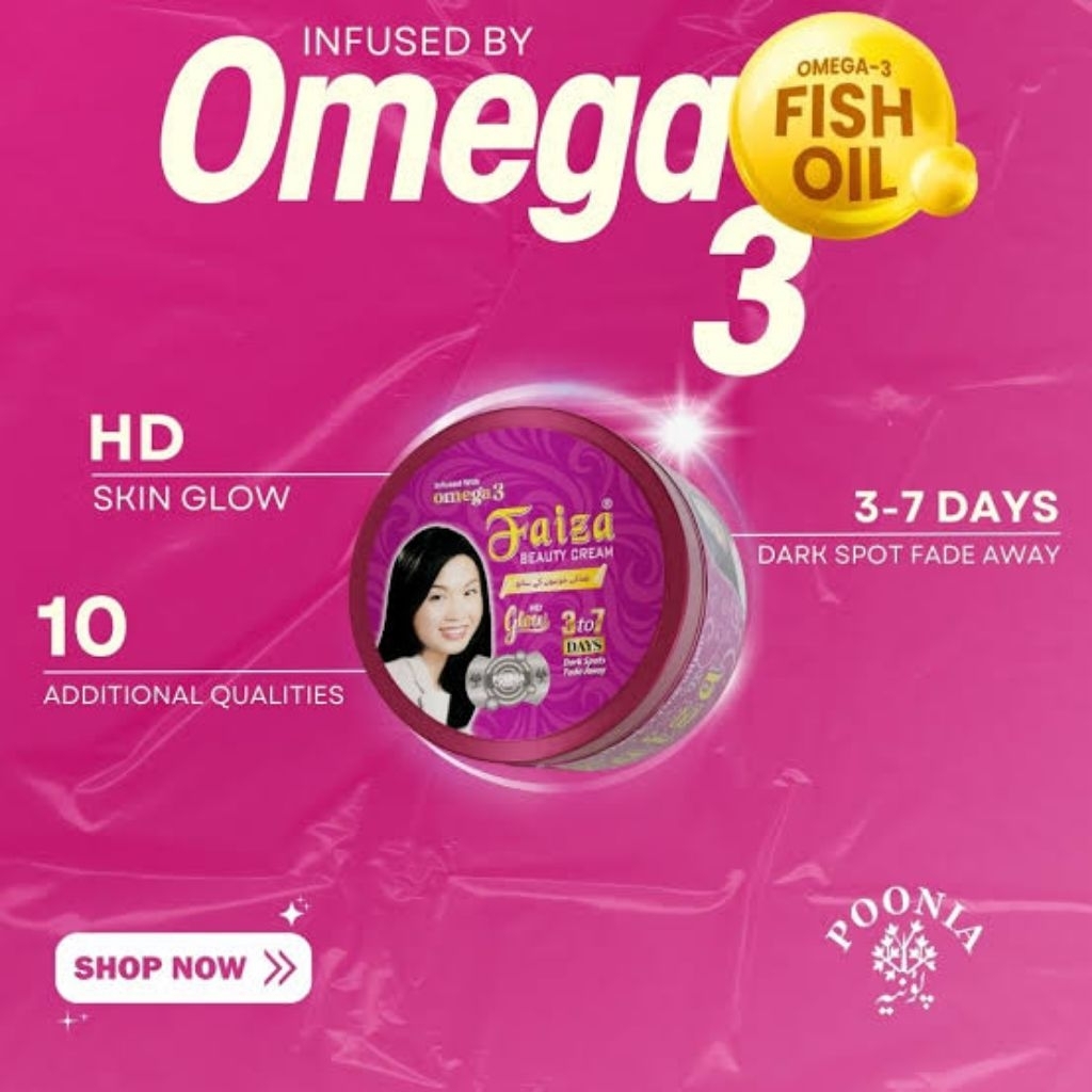 faiza beauty cream omega 3 Pakistan