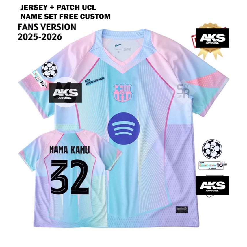 Jersey Fc BARCELONA Spesial Edition Pink Tosca 2025 2026 - Jersey Bola Barcelona Terbaru 25 26 FULL 