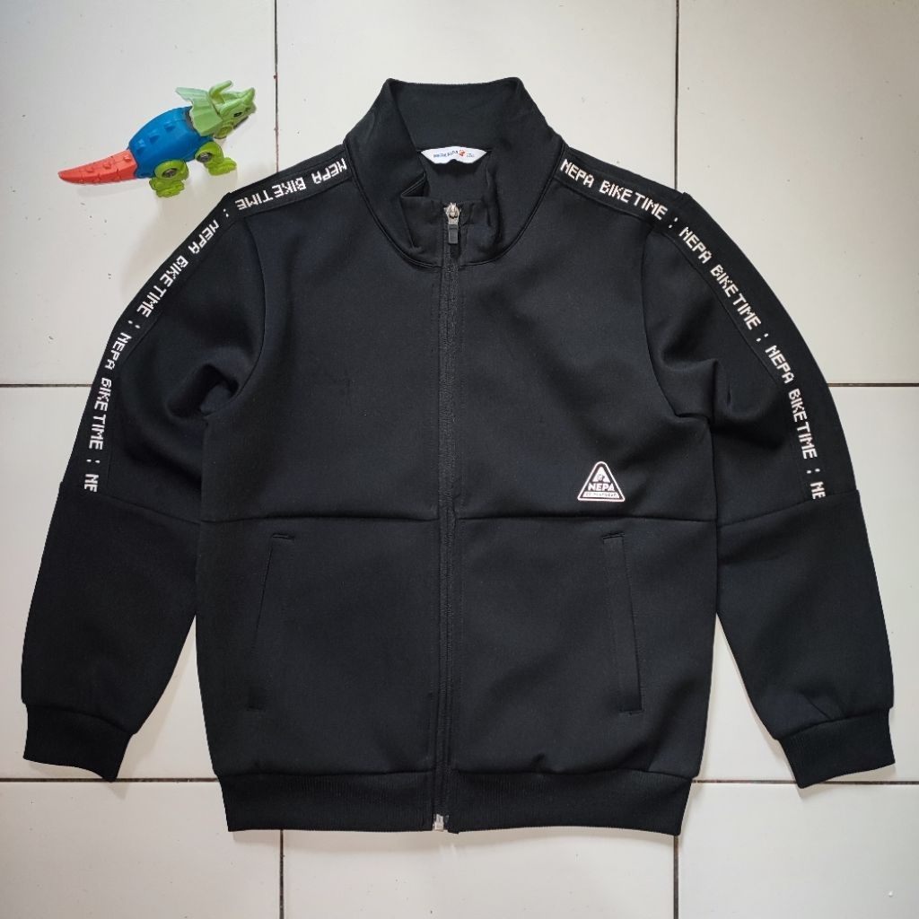 Jaket Anak Tracktop Sporty NEPA Outdoor Softshell Stretch Scuba Original 100% Second Full Black Bran