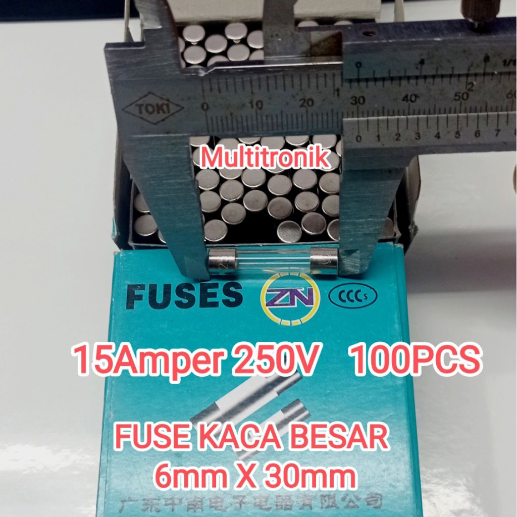 Fuse kaca besar 15A fuse kaca besar 15 Amper 250 volt 100PCS