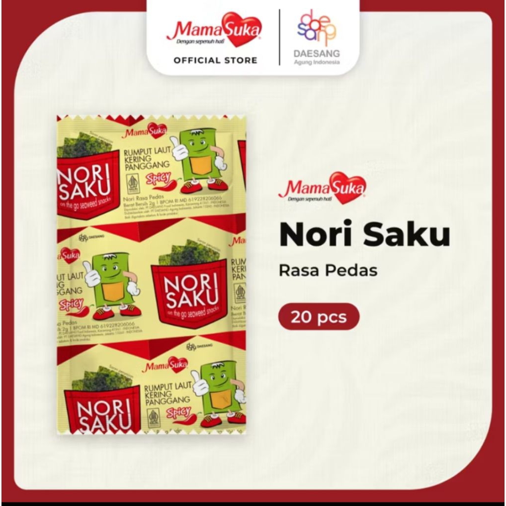 

Rumput Laut saku Mamasuka pedas isi 20 sachet