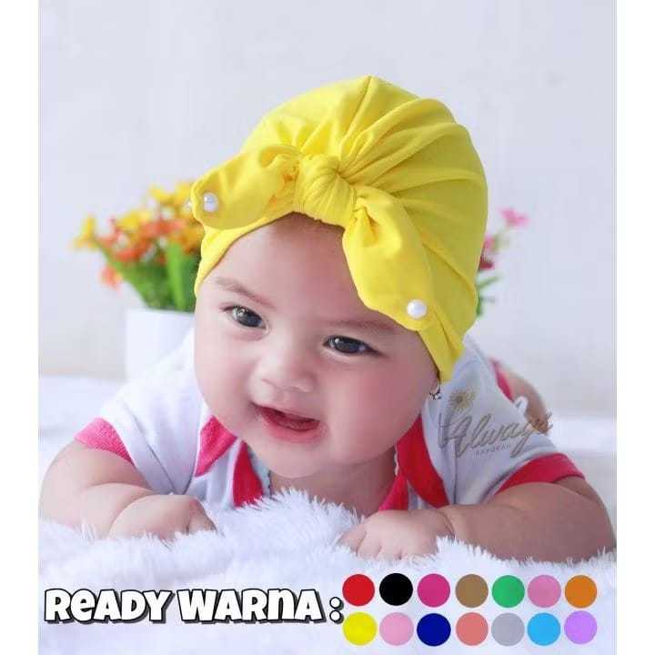 Turban Pita Kelinci Mutiara / turban lucu anak bayi perempuan 0-3 tahun