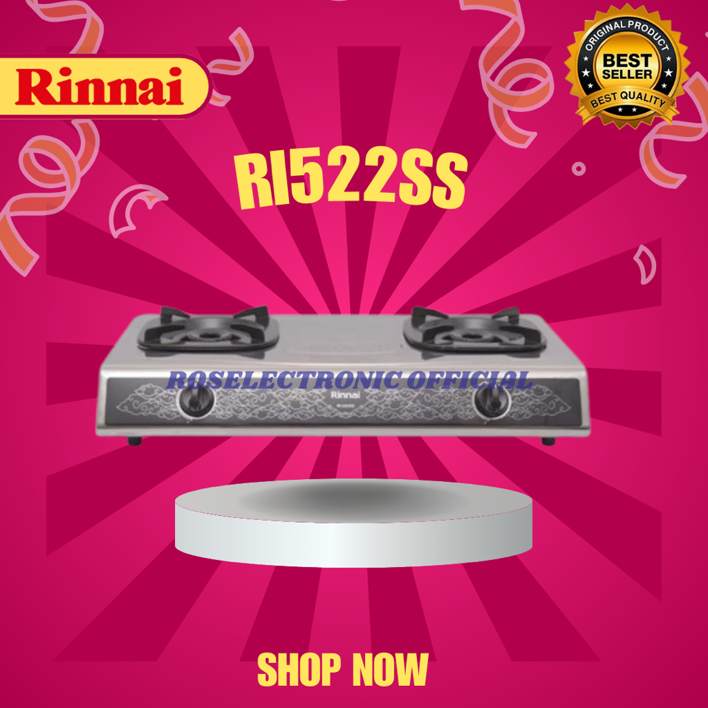 KOMPOR GAS RINNAI RI522SS 2 TUNGKI/RI-522-SS / RI 522 SS/RI-522SS/RI 522SS/ORIGINAL BERGARANSI RESMI