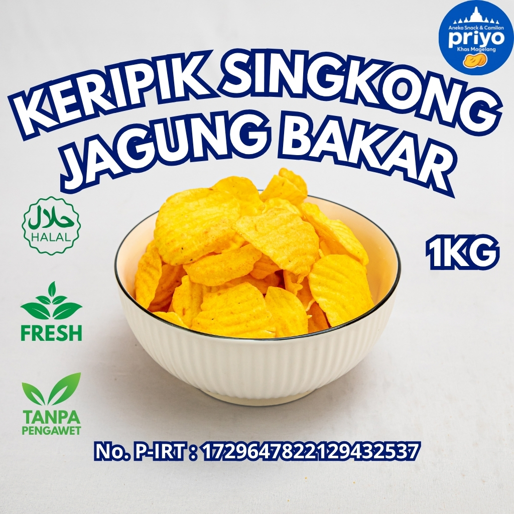 

Keripik Singkong Jagung Bakar 1kg Priyo Snack Gurih Manis Renyah Halal Tanpa Pengawet