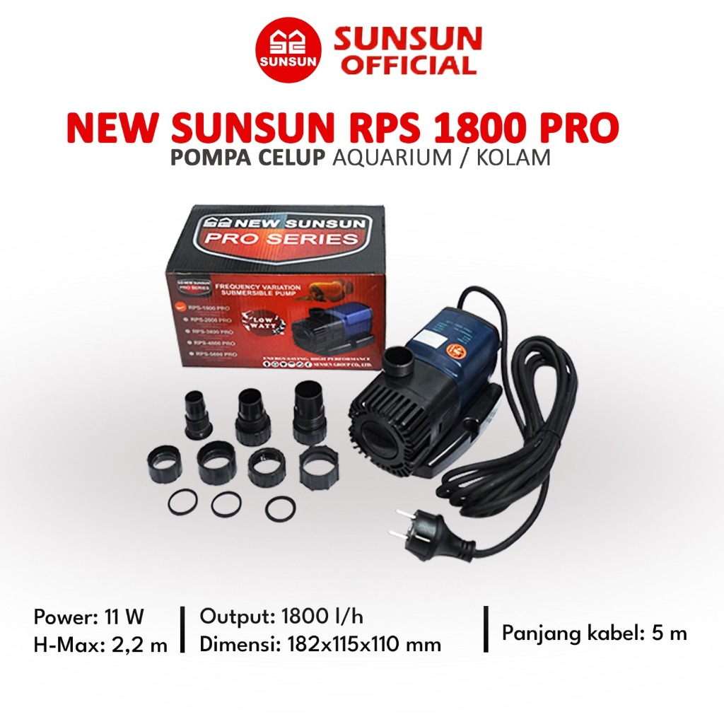 NEW SUNSUN RPS 1800/2800 PRO Pompa Air Celup Kolam Aquarium