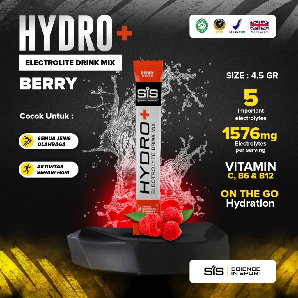 

SIS Hydro+ Electrolite Drink Mix Powder 4,1g 1 Saset Pendukung Performa Latihan