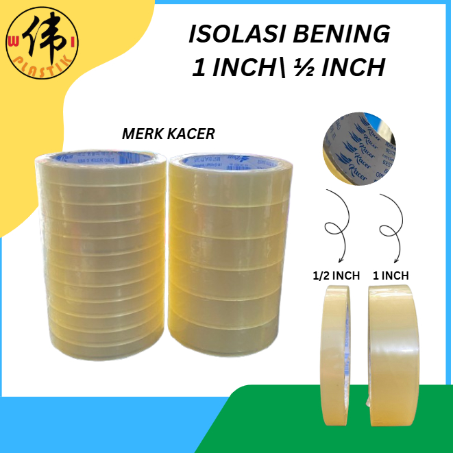 

Isolasi / Lakban 1/2 inch & 1 Inch Merk Kacer Ecer