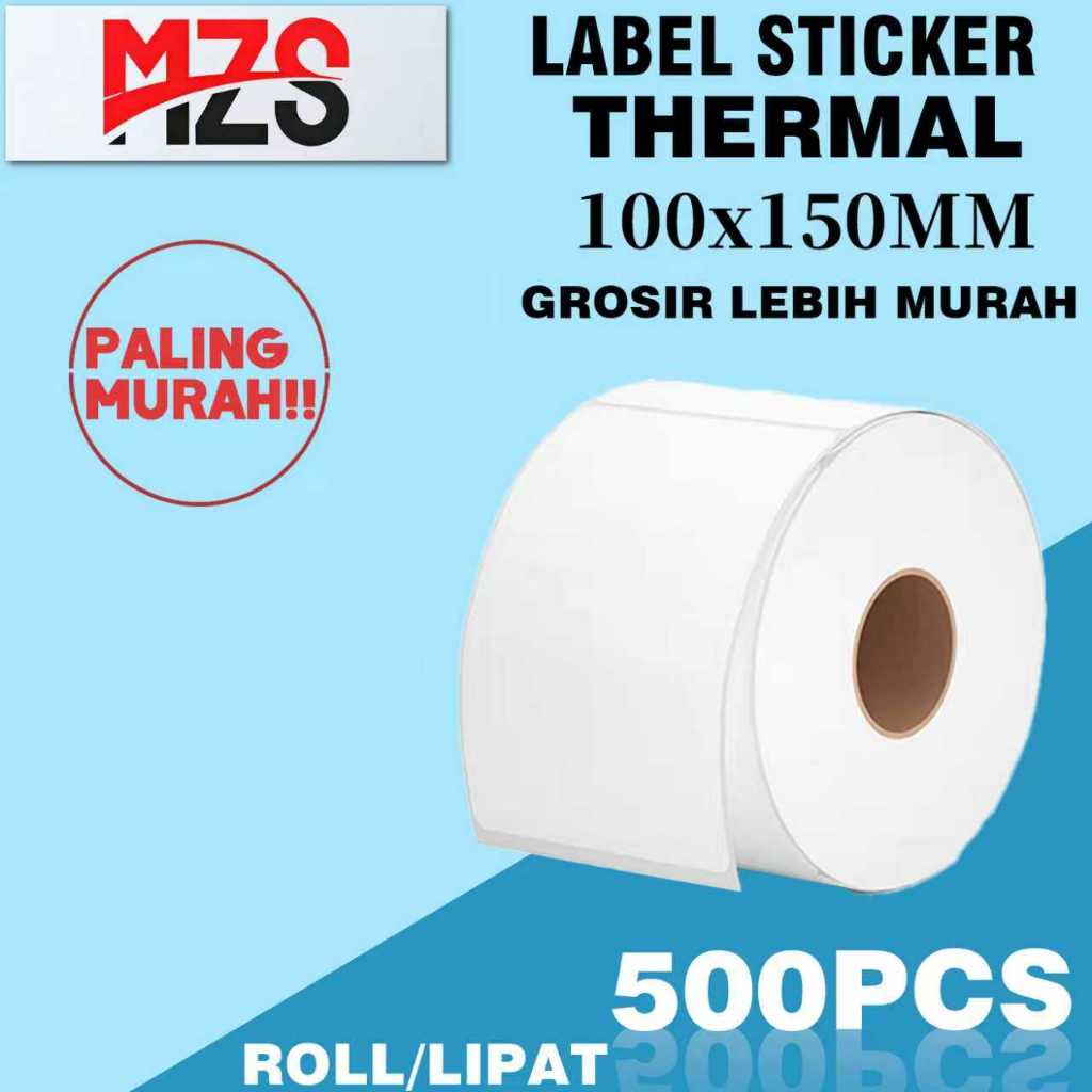 

KERTAS THERMAL LABEL STICKER UKURAN A6 100X150 isi 500pcs Roll/Stack