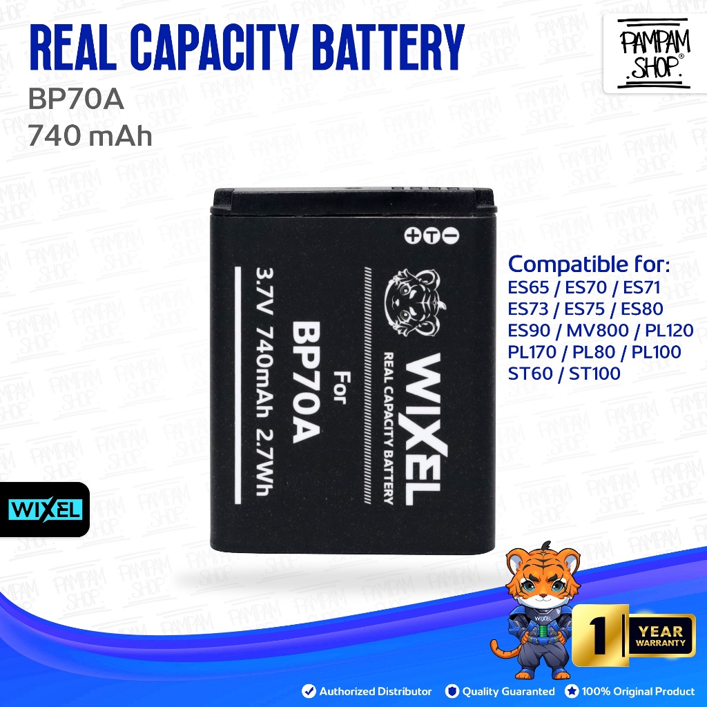WIXEL Baterai Kamera BP70A for Samsung ES65 ES67 ES70 ES71 ES73 ES74 ES75 ES80 MV800 ES90 PL120 ST60