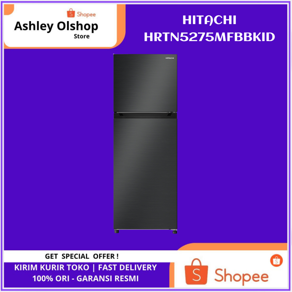 Kulkas Inverter HRTN5275MFBBKID Hitachi 260 Liter Kulkas Top Freezer HRTN5275