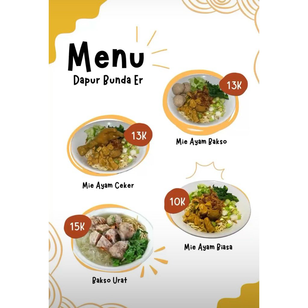 

Mie ayam/Mie ayam bakso/mie ayam ceker/mie ayam komplit/bakso urat/bakso tahu/bakso biasa/bakso komplit