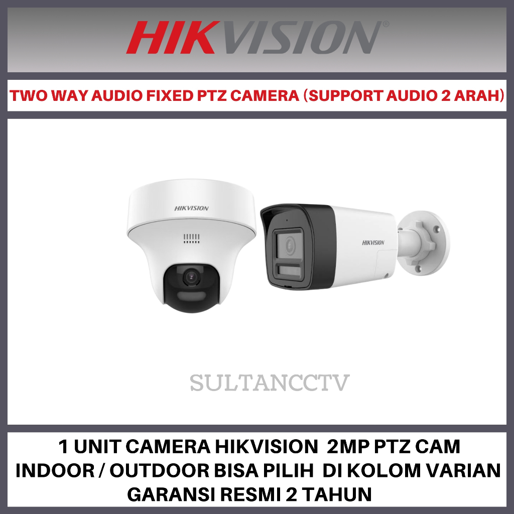Camera Cctv Hikvision 2MP PTZ Indoor Atau Outdoor Two Way Audio Kamera CCTV