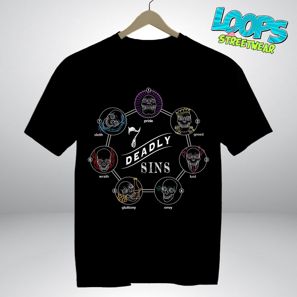 Loopsmerch - Kaos 7Deadly Sins - Baju Distro - Kaos Simpel - Kaos Skena - Kaos Viral - catton combed
