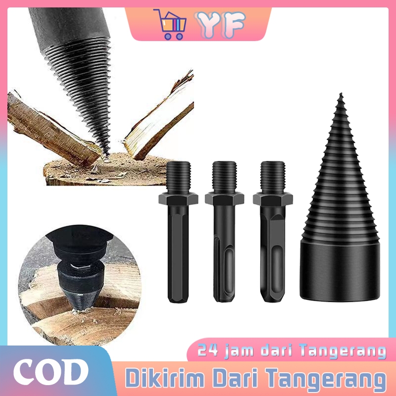 1set Mata Bor Pembelah Kayu / Bor Pagoda / As Kerucut Gerinda Tangan