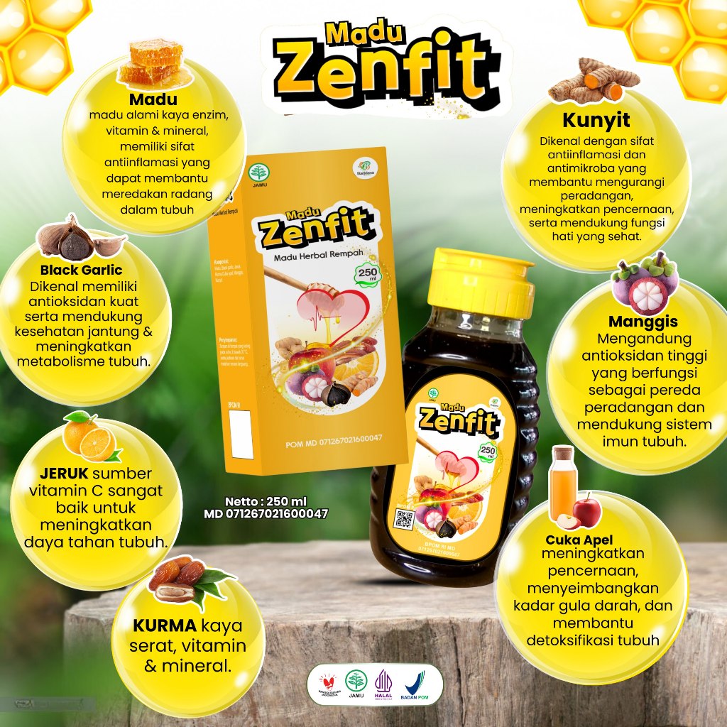 

(NewProduk2025) Madu Zenfit ( Madu Herbal Rempah ) Bariklana 250ml
