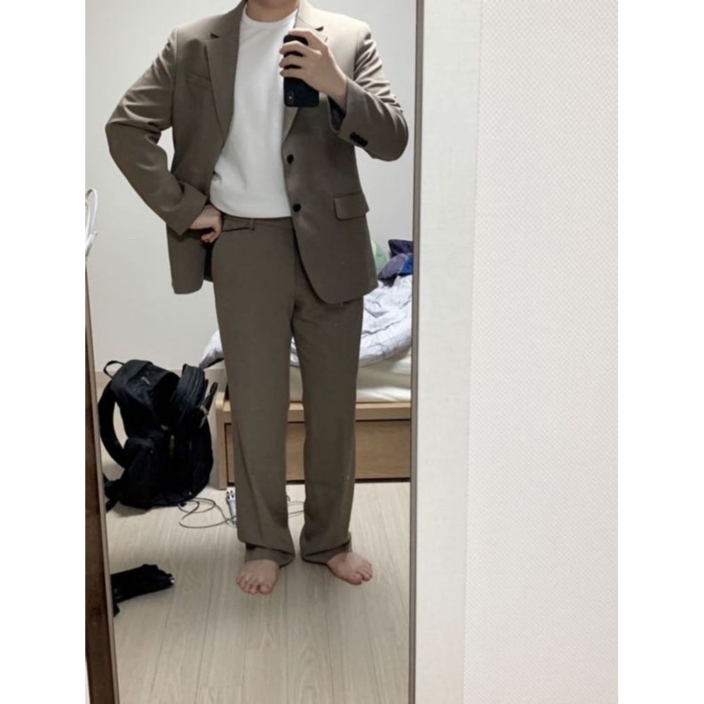 Musinsa Standard set setelan jas blazer dan celana warna coksu (dusty beige) size L