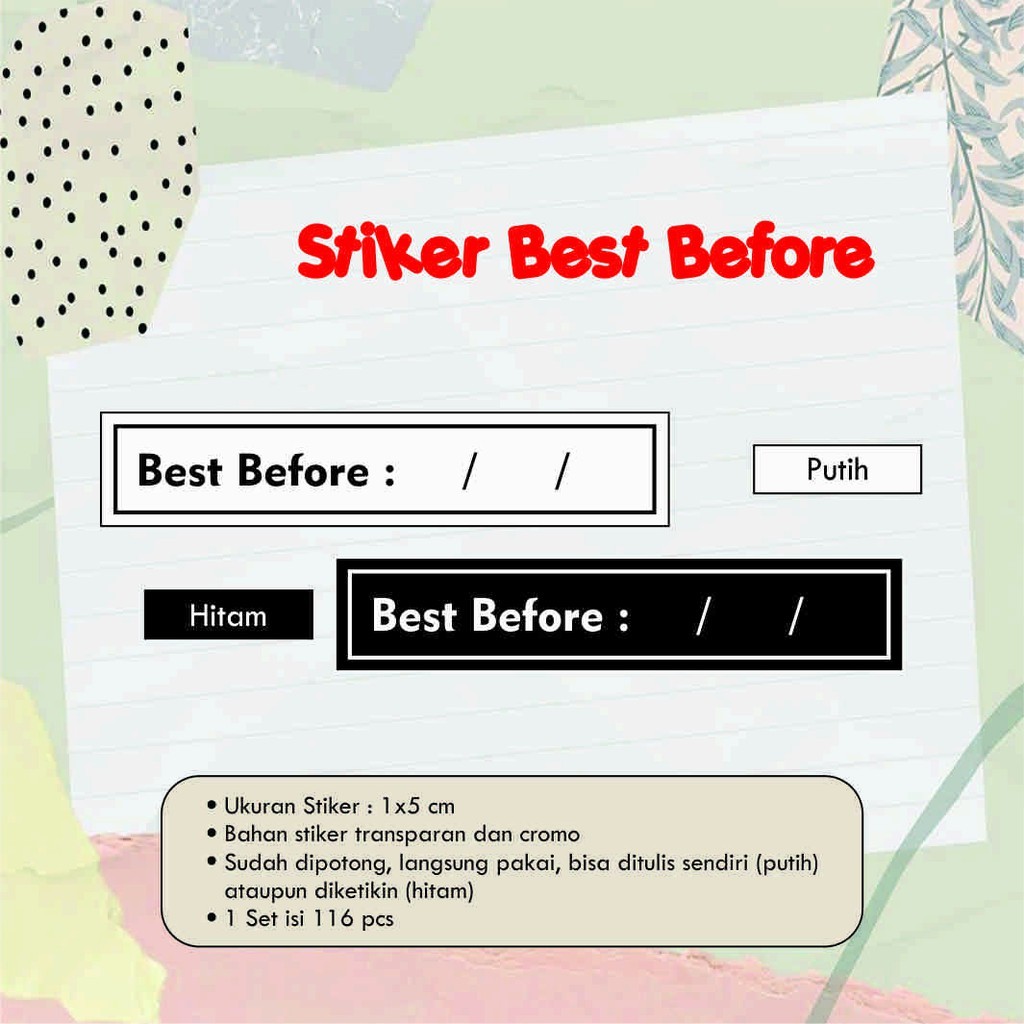 

[116 pcs] Stiker BEST BEFORE cromo, vinyl, transparan / Expired / Kebutuhan online shop
