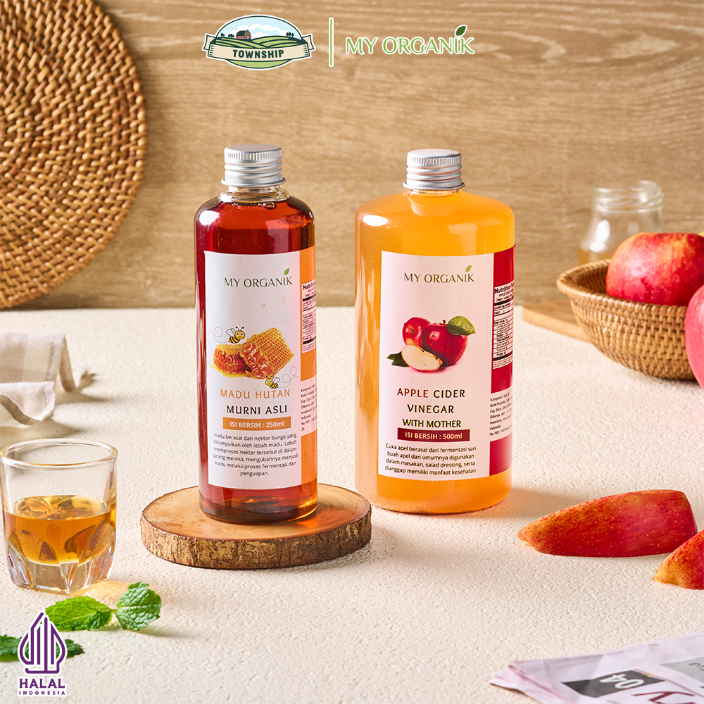 

My Organik Paket 2 in 1 500ml Cuka apel with mother organik Apple Vinegar with Mother Organic madu