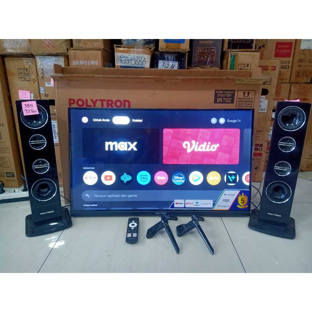 [+free packing kayu] Led Polytron 32 Inch Salon Tower Google TV HD Youtube Bluetooht Wifi Netflix Ko