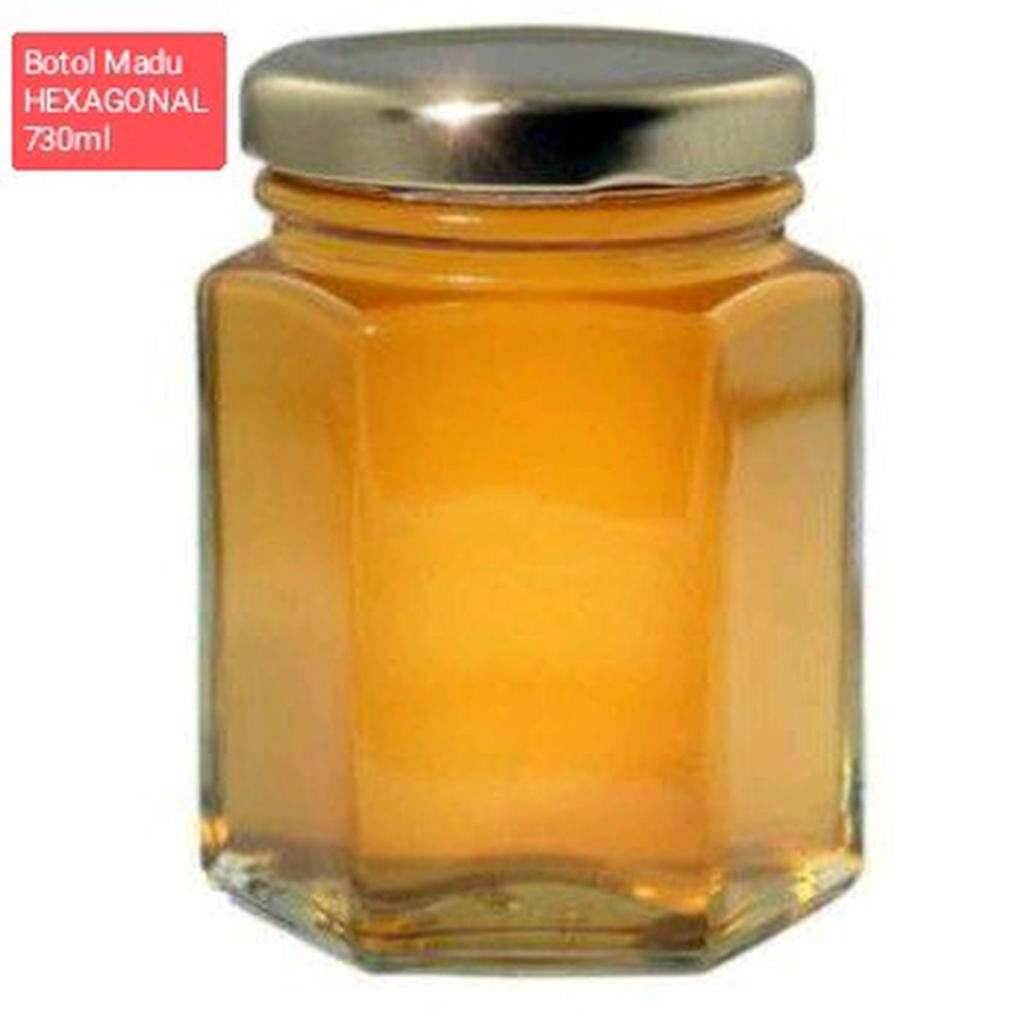 Toples Besar Hexagonal 730ML Segi Enam Kaca  Awet Kuat Tebal Tahan Panas 730ML Jar Botol Saos Sambal