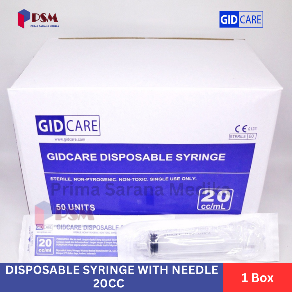 GIDCARE Disposable Syringe 20cc LuerLock / Spuit 20ml