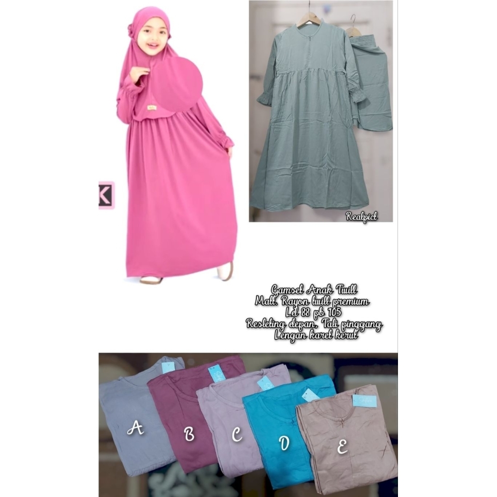Gamis Set Anak Twill // Set gamis anak twill // Gamis Anak polos // Gamis Anak Rayon // Set gamis an