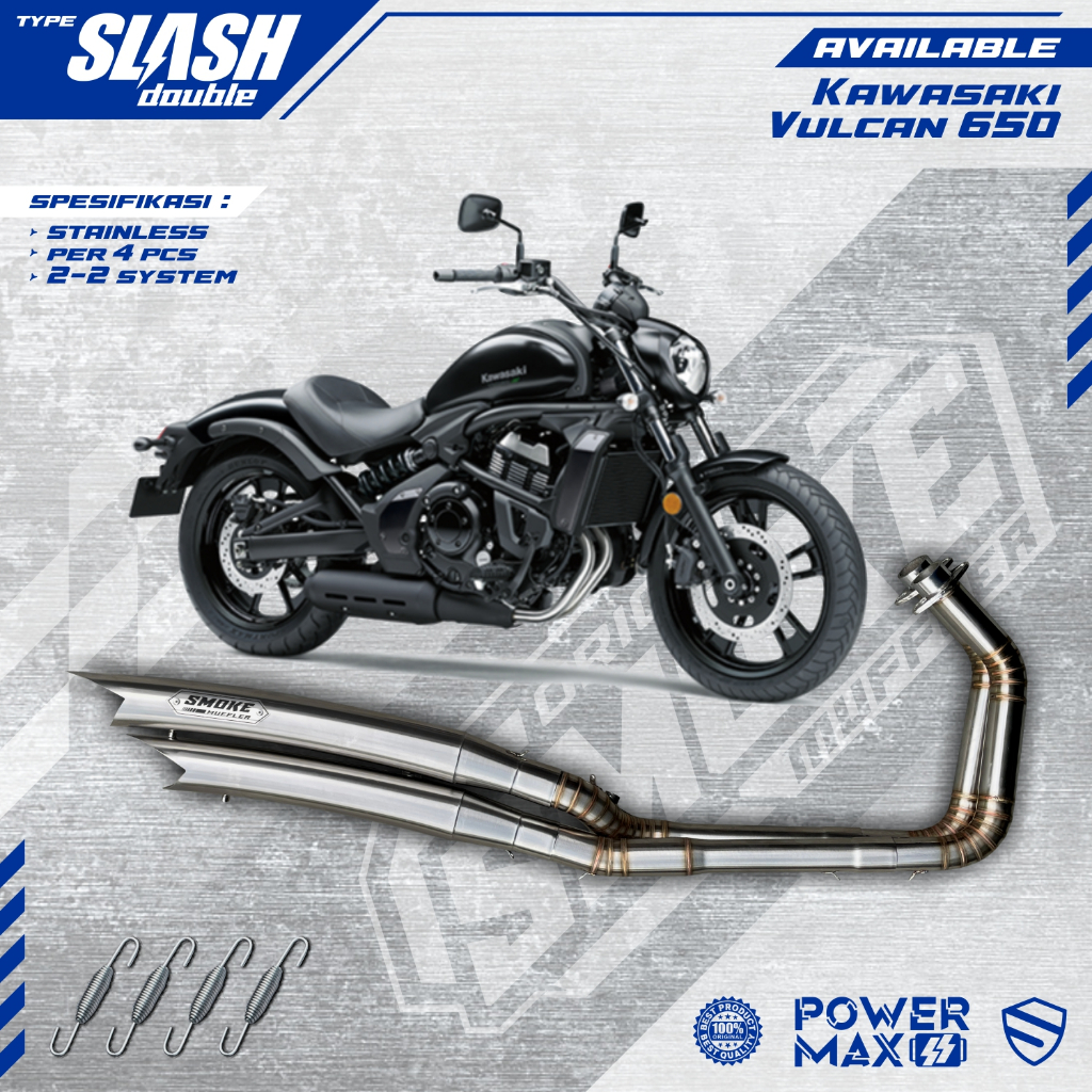Knalpot Kawasaki Vulcan 650S Double Muffler Original Smoke Muffler