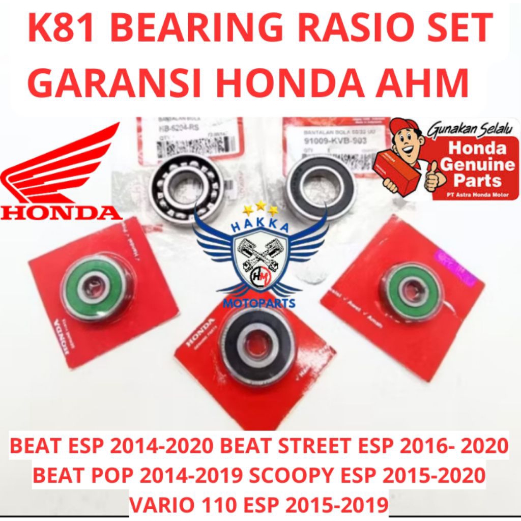 K81 BEARING RASIO SET HONDA BEAT ESP, BEARING RASIO SET HONDA BEAT STREET ESP, BEARING RASIO SET HON